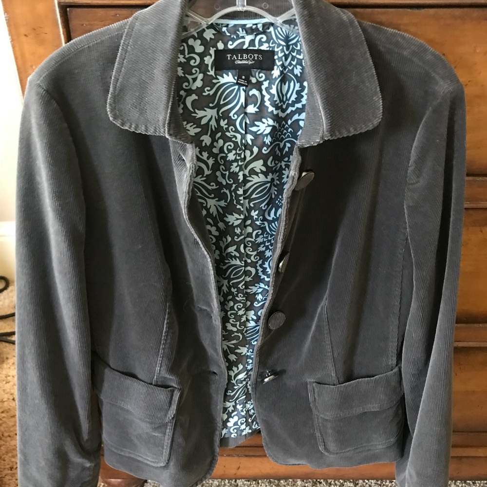 Talbots Gray Cord Jacket Size 8 - image 4